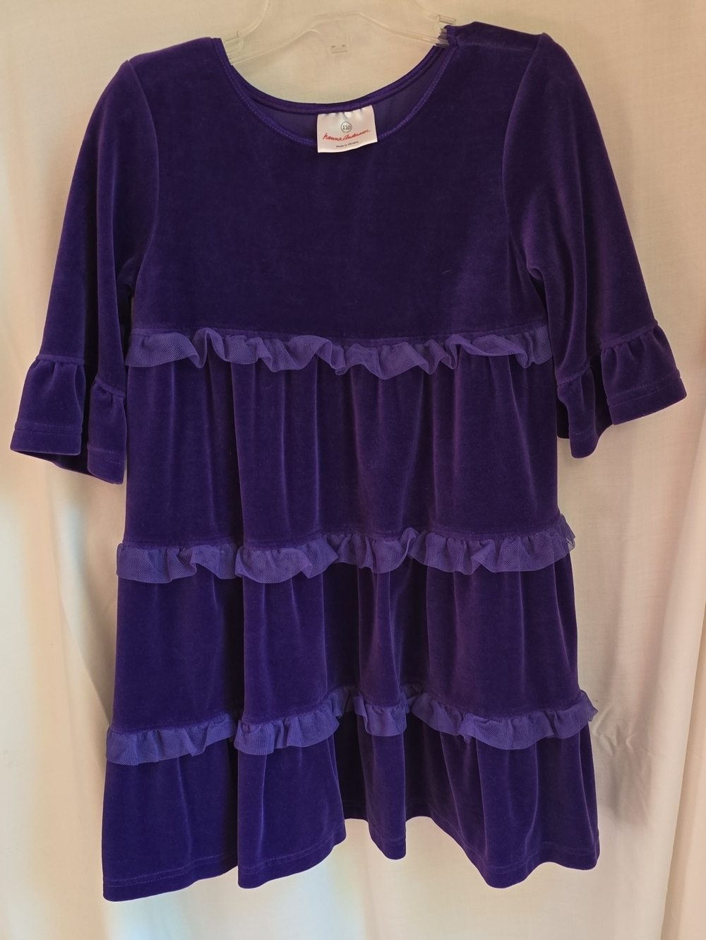 Hanna Andersson Velvet Ruffle Tiered Dress - Purple
